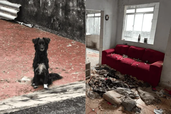 Cadela é resgatada após ser abandonada sem água e comida na ZL de SP