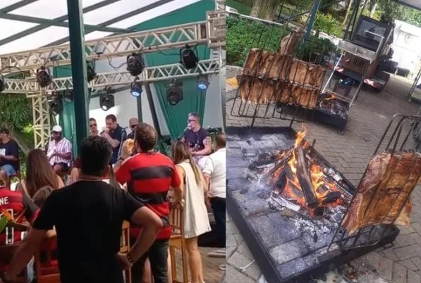 Cláudio Castro faz festa com Wesley Safadão e churrasco no chão no palácio