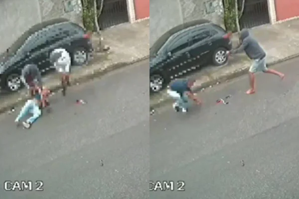 Bombeiro que trabalhava como motorista de app foi baleado na cabeça de raspão. Ele foi socorrido no Hospital do Vicentino, no litoral de SP - Metrópoles