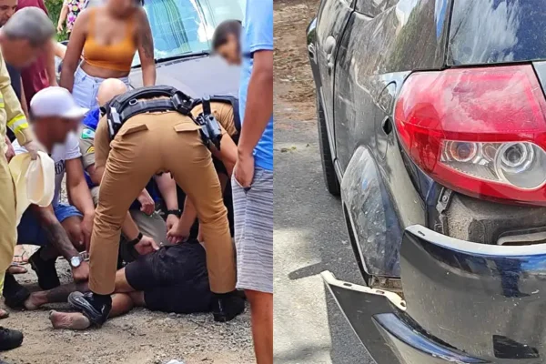 Imagem colorida de bêbado sendo imobilizado - Metrópoles