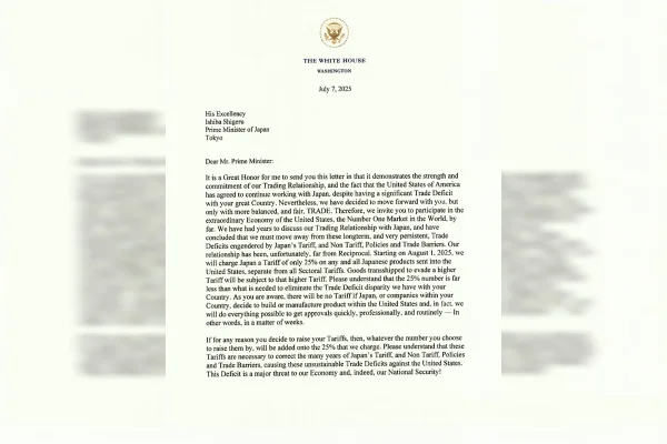 Imagem coloirda de carta enviada por Trump - Metrópoles