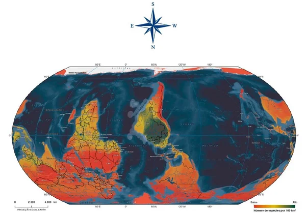IBGE lança mapa-múndi com Brasil no centro e foco na biodiversidade