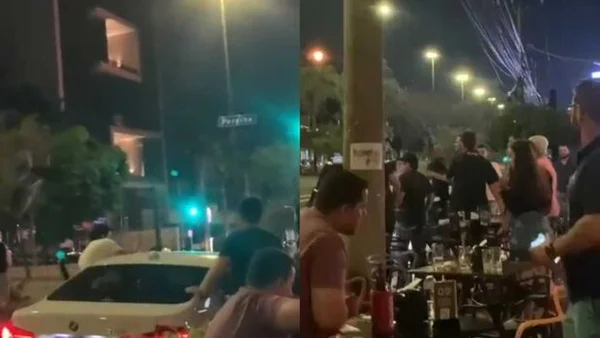 Fotografia colorida-briga em bar-Campo Grande