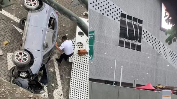 imagem colorida mulher cai estacionamento shopping ceara
