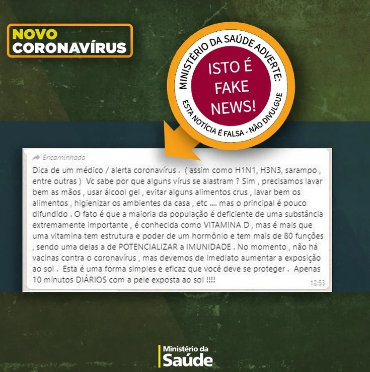 "Até o momento, não há nenhum medicamento específico ou vacina que possa prevenir a infecção pelo novo coronavírus" "Até o momento, não há nenhum medicamento específico ou vacina que possa prevenir a infecção pelo novo coronavírus"