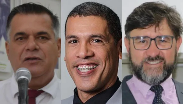 montagem colorida com fotos de Vereadores presos na operação do MPSP (da esq para a dir): Flavio Batista de Souza (Podemos, de Ferraz de Vasconcelos); Ricardo Queixão (PSD), de Cubatão; e Luiz Carlos Alves Dias (MDB), de Santa Isabel - Metrópoles