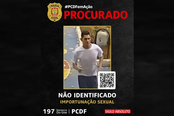 Imagem colorida de homem procurado pela PCDF