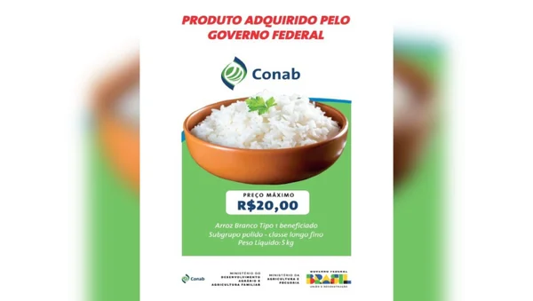 Selo do governo federal em pacote de arroz - Metrópoles