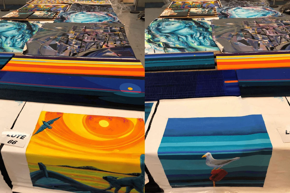 Um conjunto de pinturas e esculturas artísticas por R$ 12,4 mil Um conjunto de pinturas e esculturas artísticas por R$ 12,4 mil