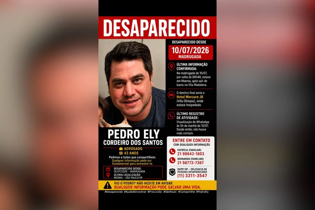 Advogado carioca Pedro Ely Cordeiro dos Santos, 43, foi encontrado morto em São Paulo Advogado carioca Pedro Ely Cordeiro dos Santos, 43, foi encontrado morto em São Paulo
