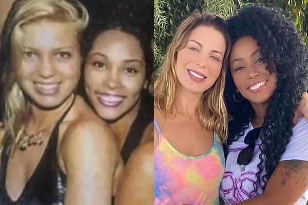Sheila Mello e Rosiane Pinheiro nos anos 90 e atualmente
