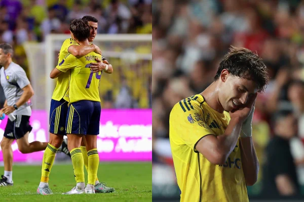 Foto colorida de Cristiano Ronaldo e João Félix - Metrópoles