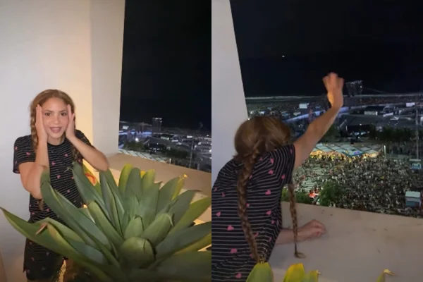 Montagem de imagens mostra Shakira se emociona ao ver multidão em Copacabana antes de ensaio no Rio - Metrópoles