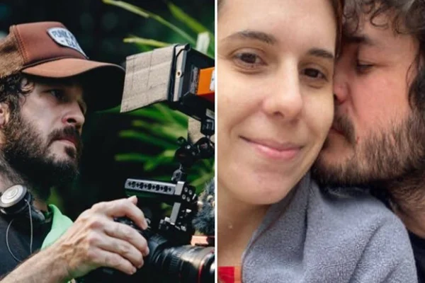 Fotógrafo Bruno Baketa e a esposa falecida em tela dividida