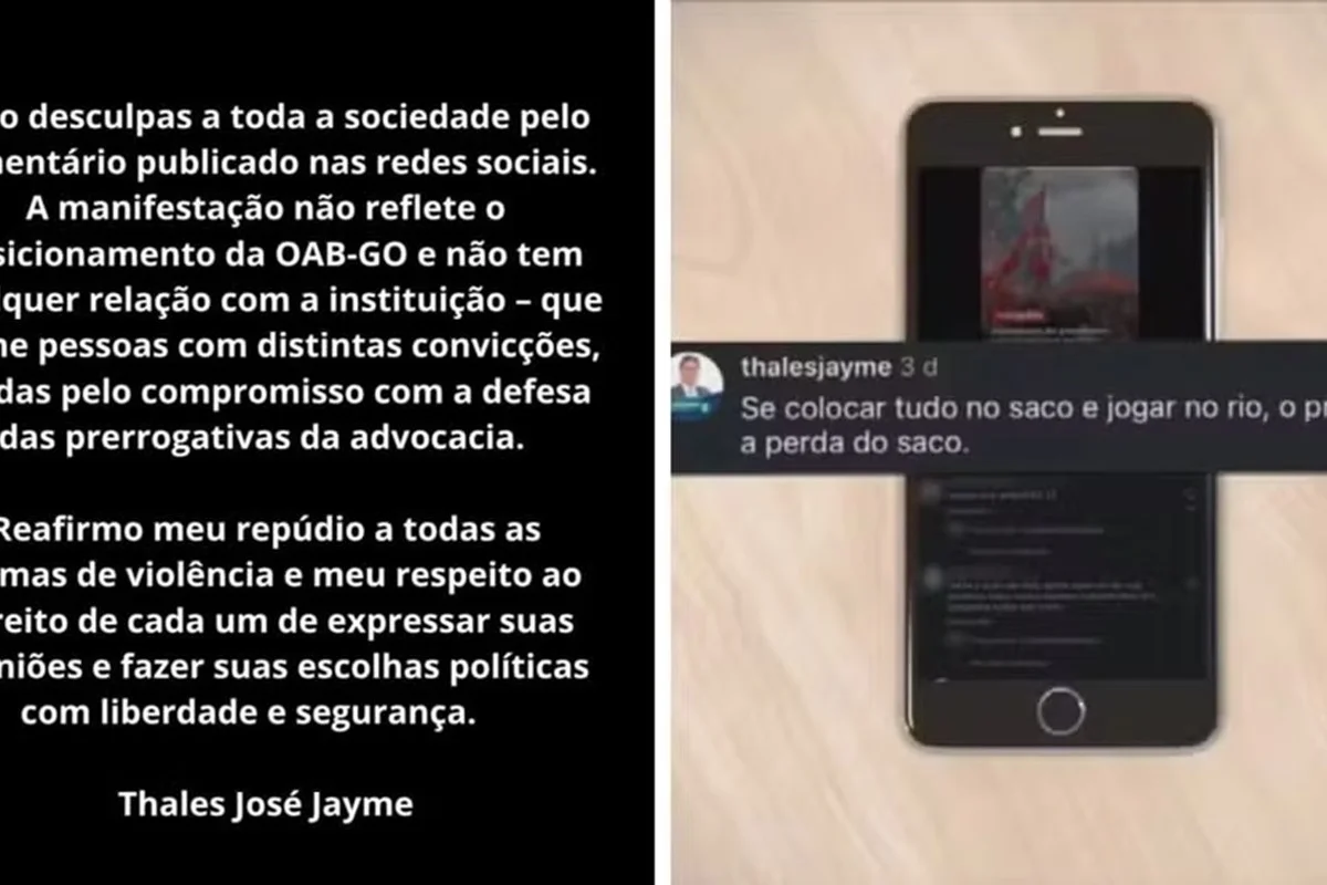 Panorama: Dirigente da OAB-GO pede desculpas após ofensas a petistas viralizarem