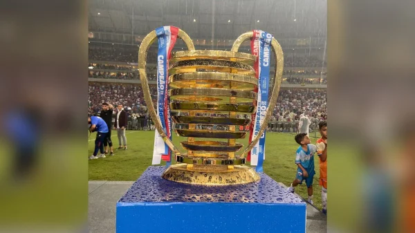 Imagem colorida do troféu da Copa do Nordeste