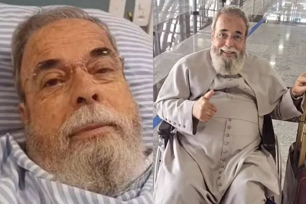 Montagem com duas fotos coloridas do Padre Antônio Maria - Metrópoles