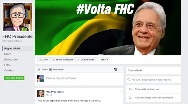 Página no Facebook pede para que FHC concorra à presidência em 2018