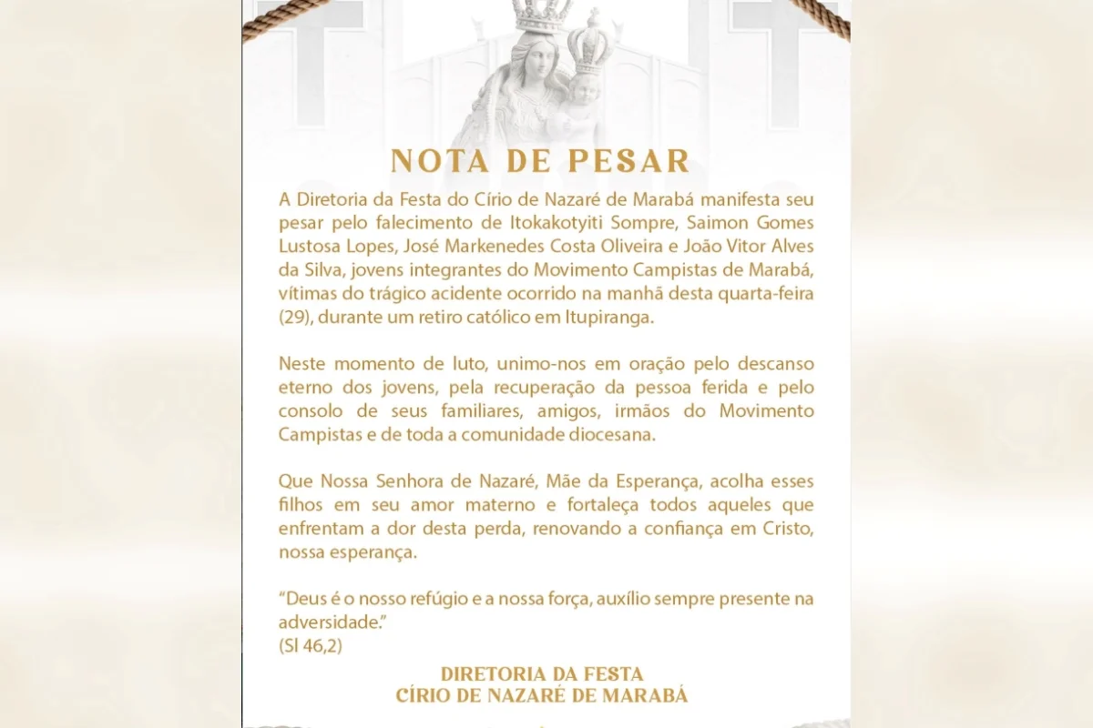 Em nota, a Diocese de Marabá lamentou a morte dos quatro participantes do acampamento Em nota, a Diocese de Marabá lamentou a morte dos quatro participantes do acampamento