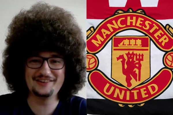 Imagem colorida de frank ilett, torcedor do Manchester United