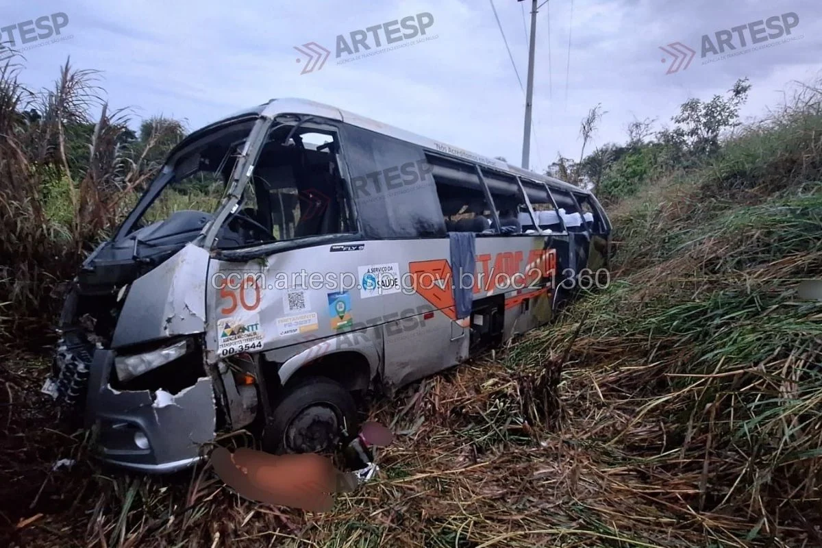 Micro-ônibus é fechado por caminhão, cai em ribanceira e deixa 3 mortos - imagem 2 Micro-ônibus é fechado por caminhão, cai em ribanceira e deixa 3 mortos - imagem 2