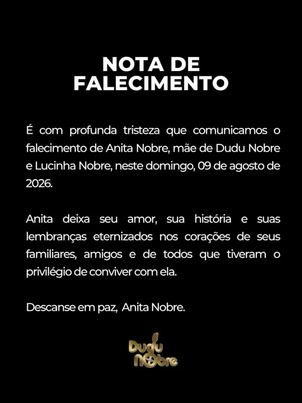 Morre mãe de Dudu Nobre aos 78 anos - destaque galeria Morre mãe de Dudu Nobre aos 78 anos - destaque galeria