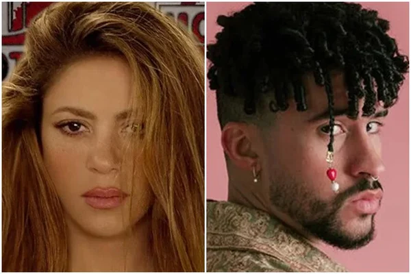 Montagem com as fotos de Shakira e Bad Bunny - Metrópoles