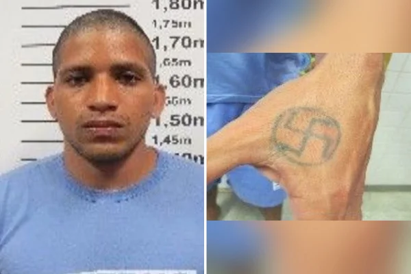Preso que fugiu de Mossoró tem suástica tatuada na mão