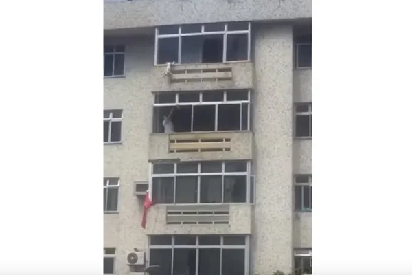 Moradores e bombeiro salvam cão que caiu do 6º andar de prédio