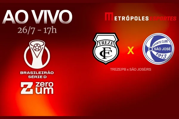 Série D ZeroUm: Metrópoles transmite Treze-PB x São José-RS ao vivo