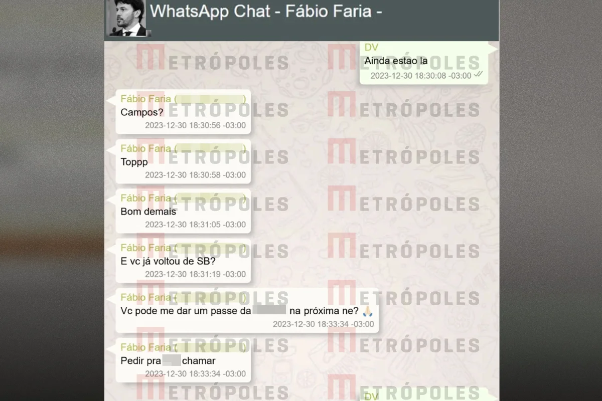 Troca de mensagens entre Fábio Faria e Daniel Vorcaro sobre almoço em Campos do Jordão para Alexandre de Moraes Troca de mensagens entre Fábio Faria e Daniel Vorcaro sobre almoço em Campos do Jordão para Alexandre de Moraes