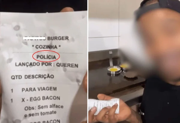 homem e comanda de lanchonete