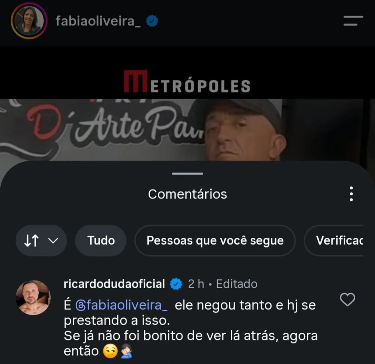 Ricardo Duda comentou sobre a decisão de Cristian Cravinhos Ricardo Duda comentou sobre a decisão de Cristian Cravinhos