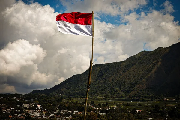 Paisagem com a bandeira da Indonésia