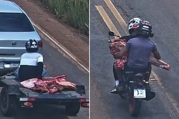 Caminhão com carne tomba, carga é roubada e 11 pessoas são detidas