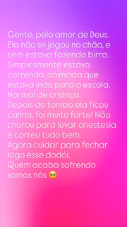 Bárbara Evans rebateu os comentários de que a filha, Ayla, caiu durante uma birra