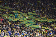 A torcida fez uma homenagem para Ancelotti pelo aniversário do treinador