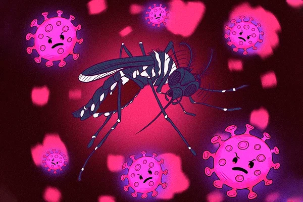 Arte mosquito da dengue e coronavírus