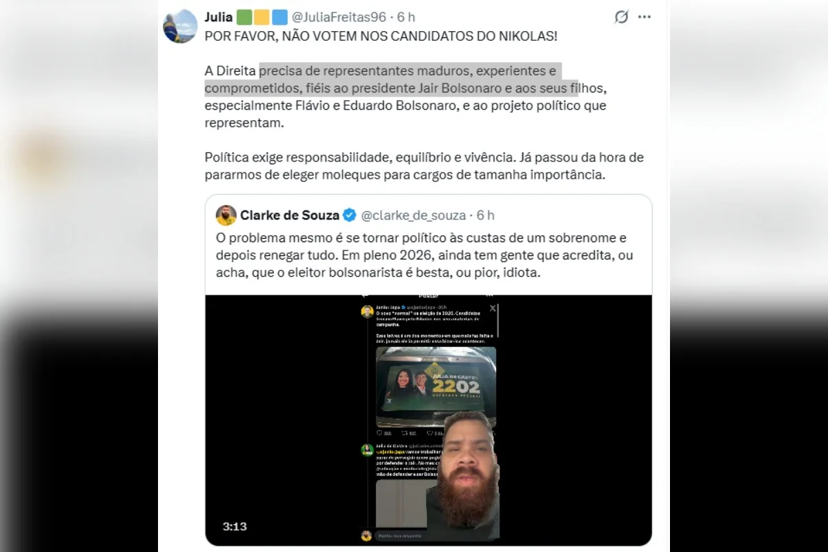 Influencer crítica dobradinha Nikolas e candidatos Influencer crítica dobradinha Nikolas e candidatos