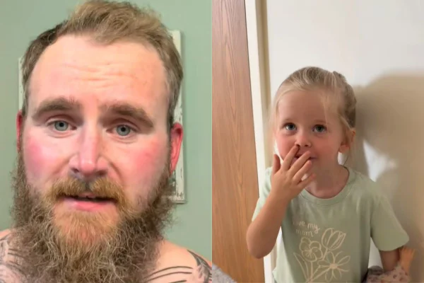 Foto colorida de um homem com barba e uma criança - Metrópoles