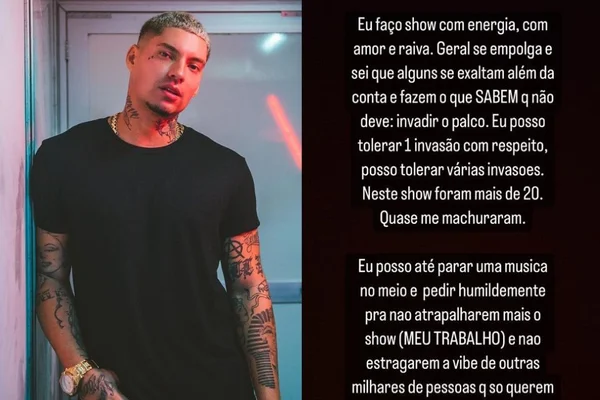 Filipe Ret se pronuncia após jogar fã para fora do palco: “Autodefesa”