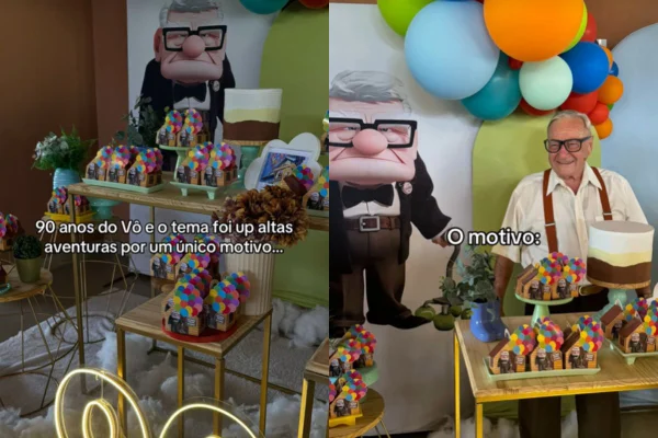 No seu aniversário de 90 anos, um homem de Atibaia fez festa temática do filme Up: Altas Aventuras por sua semelhança com personagem - Metrópoles
