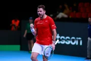 Wawrinka comemora ponto sobre Gustavo Heide na Copa Davis Wawrinka comemora ponto sobre Gustavo Heide na Copa Davis