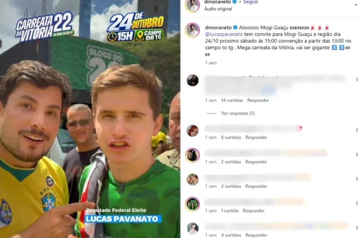 Dr Nora ao lado do deputado eleito Lucas Pavanatto (PL) em convite a ato pró Flavio Bolsonaro Dr Nora ao lado do deputado eleito Lucas Pavanatto (PL) em convite a ato pró Flavio Bolsonaro