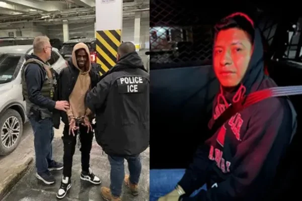 Imagem colorida de imigrantes sendo presos nos EUA - Metrópoles