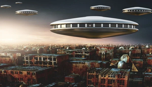 Ilustração de um futuro hipotético onde alienígenas dominaram o planeta Terra - Metrópoles