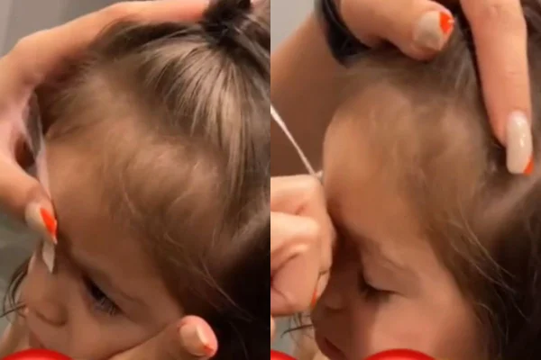 Foto colorida de uma menina fazendo a sobrancelha - Metrópoles