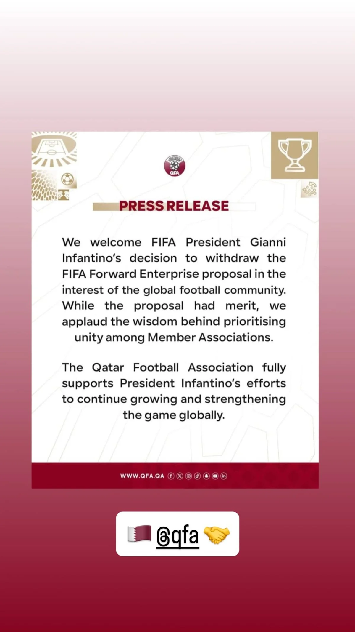 Fifa: Infantino mostra apoio de federações ao recuar em plano da FFE - imagem 3 Fifa: Infantino mostra apoio de federações ao recuar em plano da FFE - imagem 3
