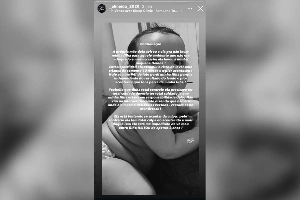 Após estupro ser descartado, pai se revolta com mãe da bebê Helena - imagem 2 Após estupro ser descartado, pai se revolta com mãe da bebê Helena - imagem 2