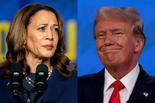 Imagem colorida de Kamala Harris e Donald Trump - Metrópoles